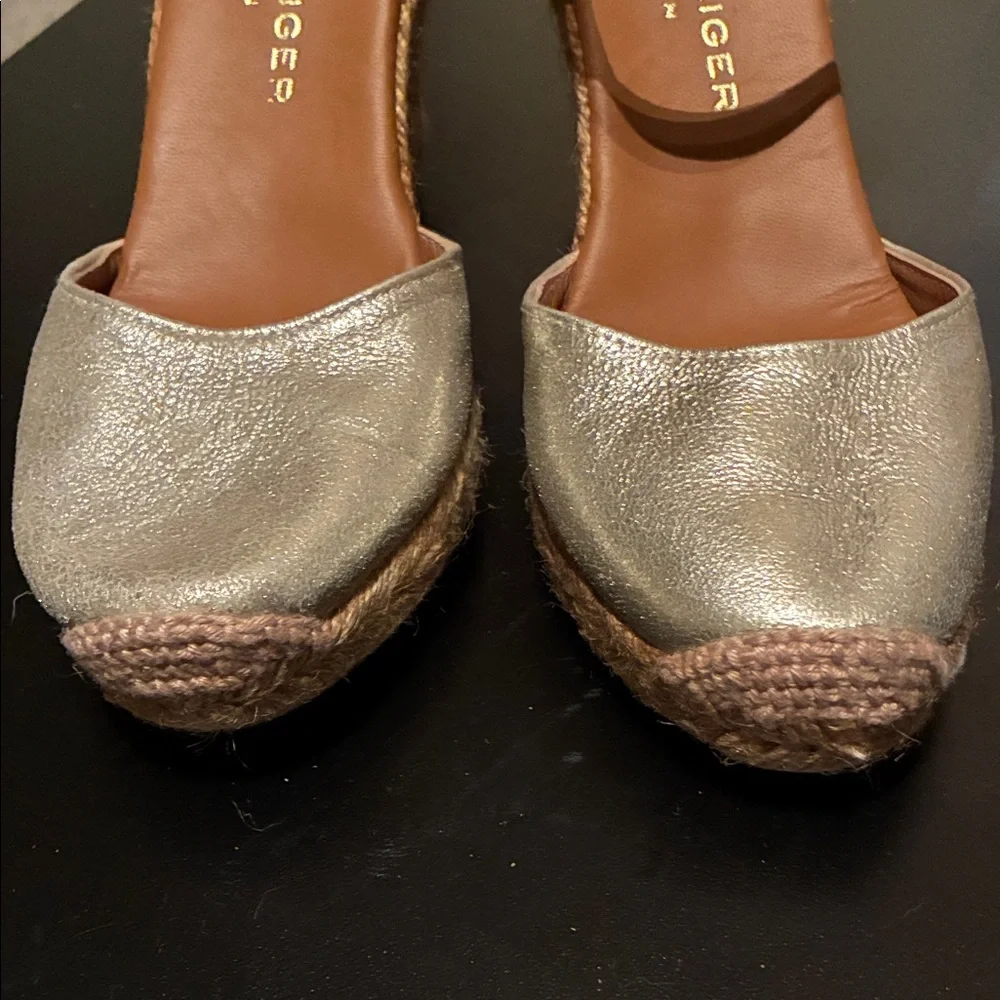 Kurt Geiger Metallic Gold Ankle-Strap Espadrille Flats
